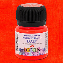Краска акриловая по ткани неон "Декола", 331 красная, 20 мл., банка