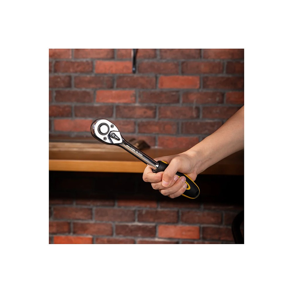 Ключ трещоточный Deli YS EDL2521 1/2", 45Т, 254 мм, с храповым механизмом, черный, желтый - 5