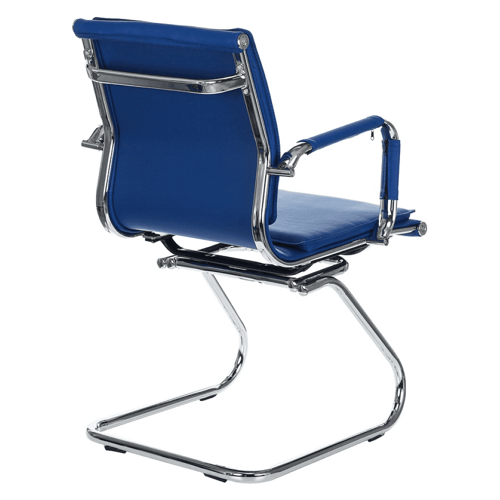 Кресло на полозьях "Бюрократ Ch-993-Low-V", экокожа, синий, металл хром - 2