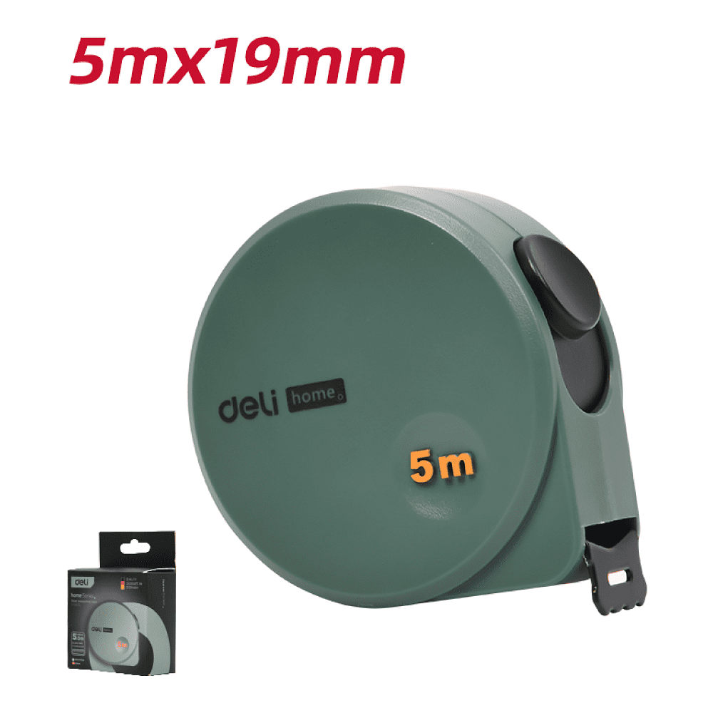 Рулетка Deli HS EHT8519L, 5 м х 19 мм, Soft Touch, зеленый - 5