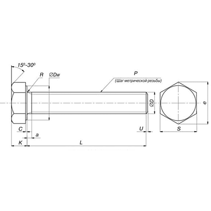 Болт шестигранный М8х20 мм, DIN 933/ГОСТ 7798-70, цинк, 5 кг. - 3