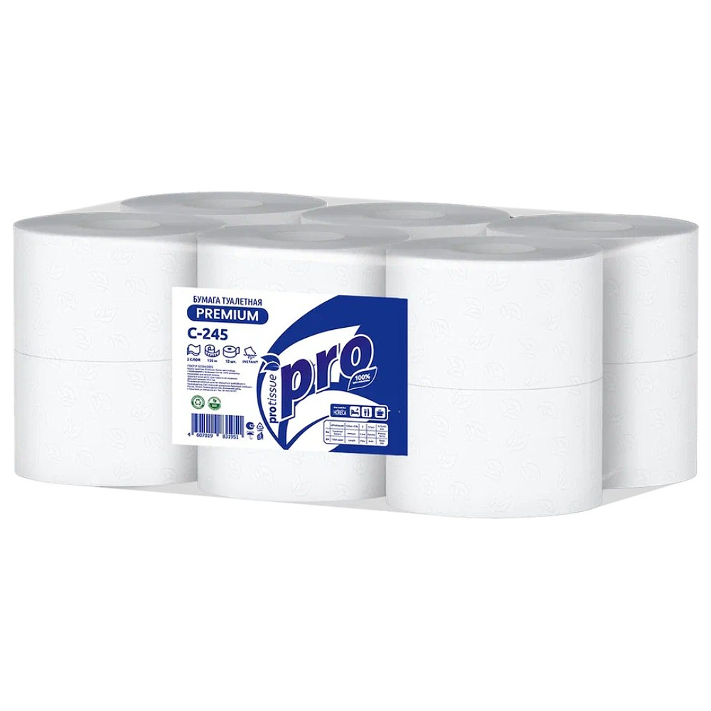 Бумага туалетная  PROtissue 120м, 2 слоя, Instant, 100% целлюлоза - 2