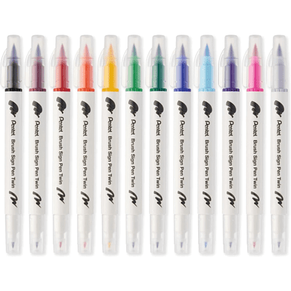 Маркер-кисть "Brush Sign pen twin", 12 шт - 7