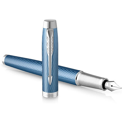Ручка перьевая Parker "IM Premium Blue Grey CT", F, голубой, серебристый, патрон синий - 2