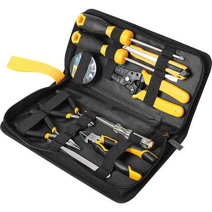 Набор ручного инструмента Deli YS EDL-C1011E, 11 предметов, сумка, черный, желтый