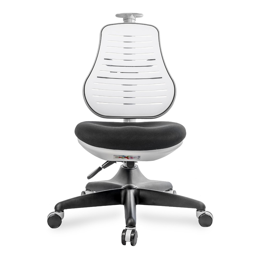 Кресло детское Comf-Pro С3 317 Chair, пластик, ткань, белый, черный, пластик, корпус черный, серый, с чехлом салатовым - 2