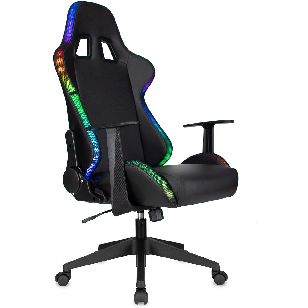 Кресло игровое Бюрократ "Zombie GAME RGB", экокожа, ткань, пластик, черный - 8