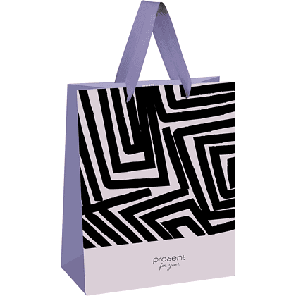 Пакет бумажный подарочный "Black stripes", 18х23х10 см, ламинированный
