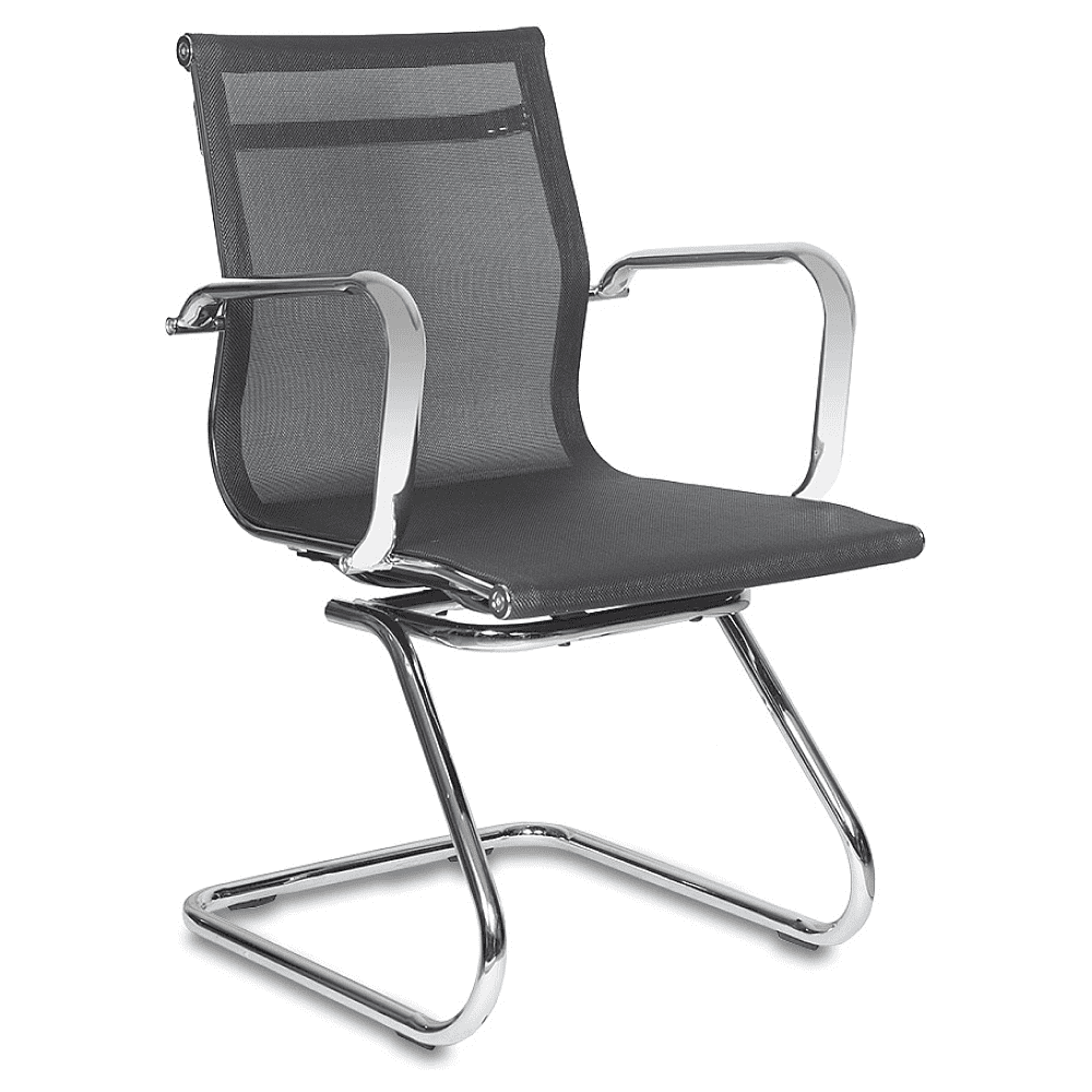 Кресло на полозьях "Бюрократ Ch-993-Low-V", сетка, черный, металл хром