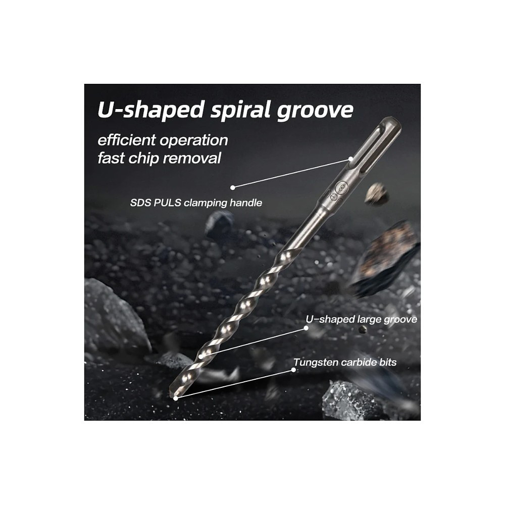 Бур по бетону Deli YS EDH-Y08160, 8x160 мм, SDS-PLUS - 3