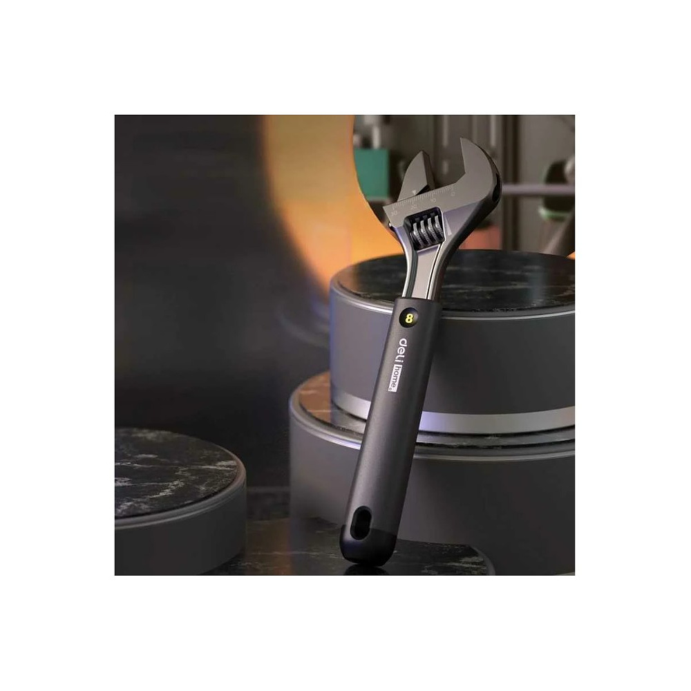 Ключ разводной Deli HS EHT1508, 210 мм, раскрытие губок 0-28 мм, Soft Touch, черный - 3