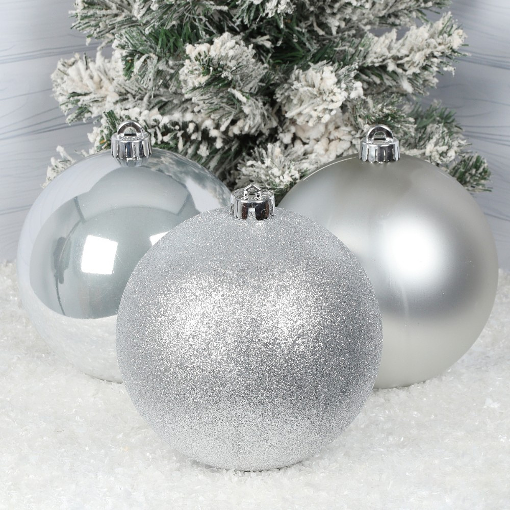 Шар елочный "212433", 15 см, пластик, ассорти, 3шт/уп. - 5