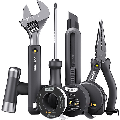 Набор ручного инструмента Deli "HT0008", 8 предметов, черный