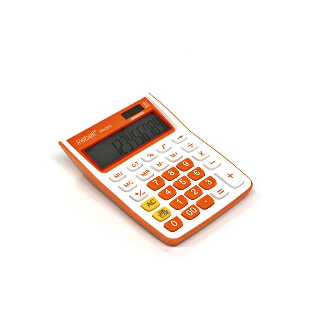 Калькулятор настольный Rebell "SDC912-OR", 12-разрядный, белый, оранжевый