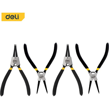 Съемники стопорных колец Deli YS EDL20521-4, 180 мм., набор 4 шт., желтый, черный - 2