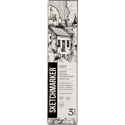 Набор ручек капиллярных "Sketchmarker", 3 шт (0.05, 0.2, 0.5 мм), лайнер, черный 