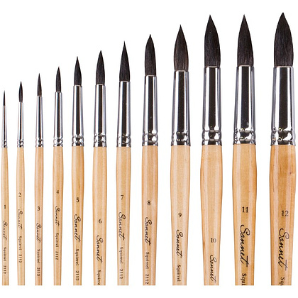 Кисть "Сонет", белка микс, круглая, на короткой ручке, №6 - 2