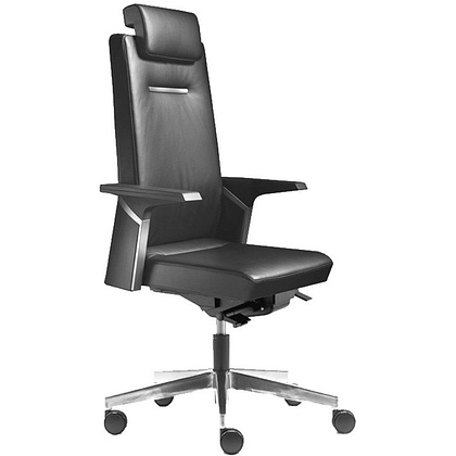 Кресло для руководителя "SOKOA K01", кожа, алюминий, черный - 2