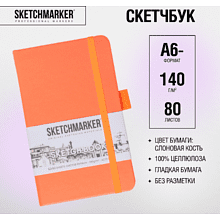 Скетчбук "Sketchmarker", 9x14 см, 140 г/м2, 80 листов, неоновый коралл