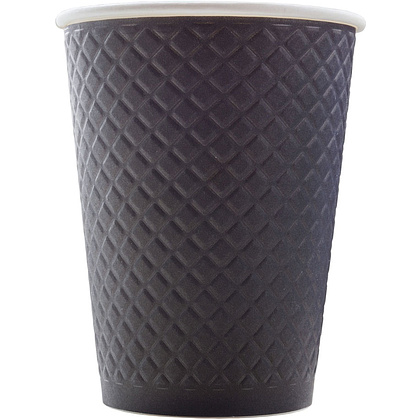 Стакан картонный "Waffle", 300 мл, 2 слоя, 25 шт/упак, черный
