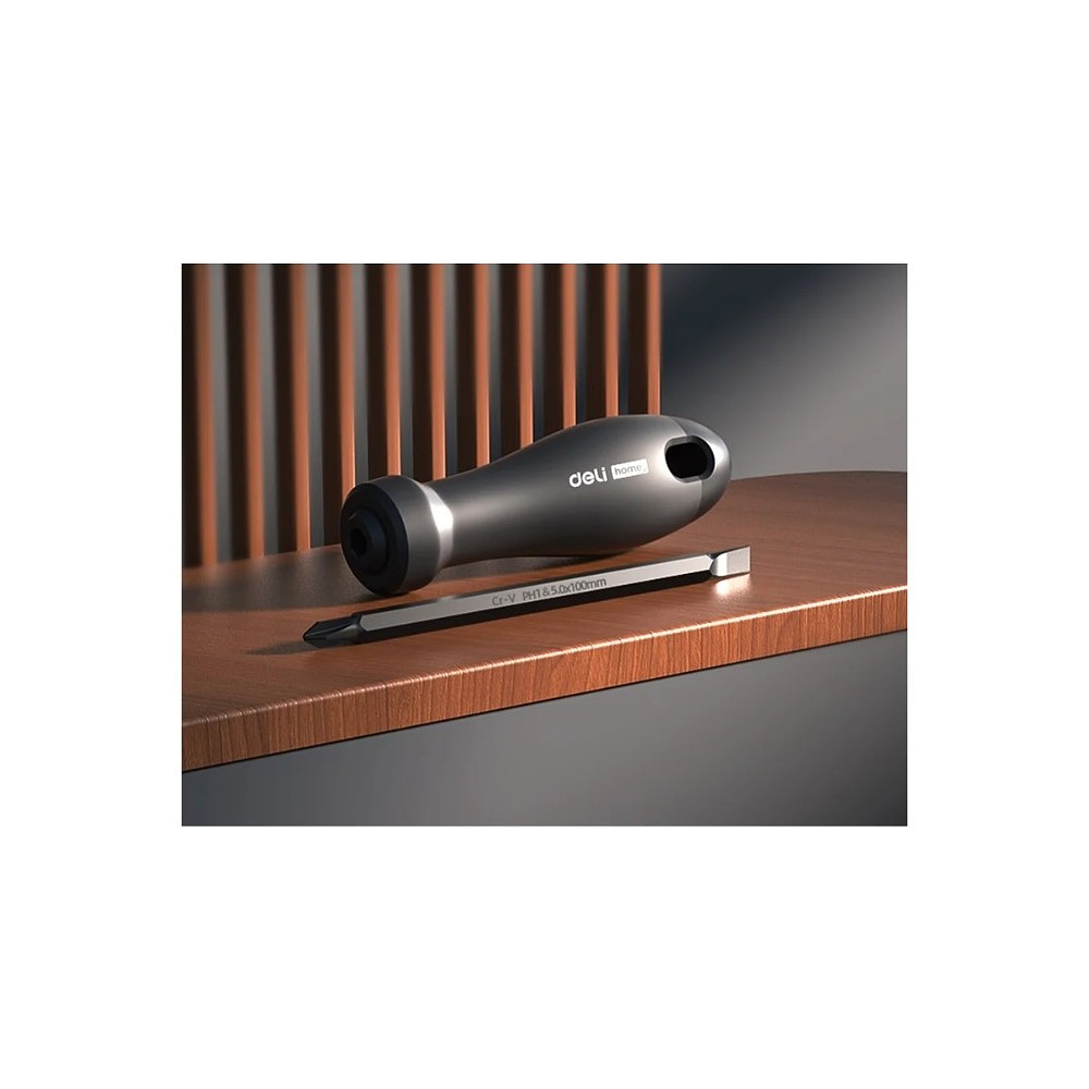 Отвертка Deli HS EHT1055, PH2х180 мм, Soft Touch, черный - 6