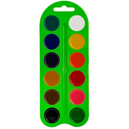 Краски акварельные "Цветик", 12 цветов, пластик, зеленый - 2