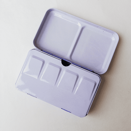 Пенал для акварели "Белые ночи" на 12 кювет, металл, светло-голубой - 3