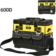 Сумка для инструментов Deli YS EDL586112, 14 карманов, 350х200х290 мм, ткань Oxford, черный, желтый