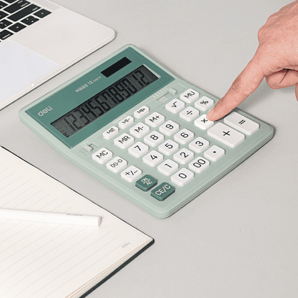 Калькулятор настольный EM888A Deli, 12-разрядный, пластик, зеленый - 2