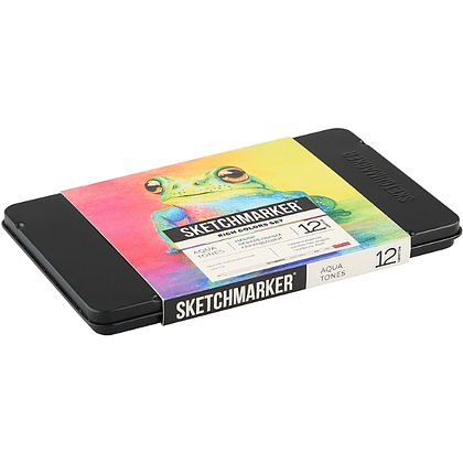 Цветные карандаши акварельные "Sketchmarker Яркие цвета", набор 12 цветов, жестяной пенал - 3