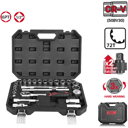 Набор инструмента 1/2" Deli RS EDQ43025, 25 шт. - 7