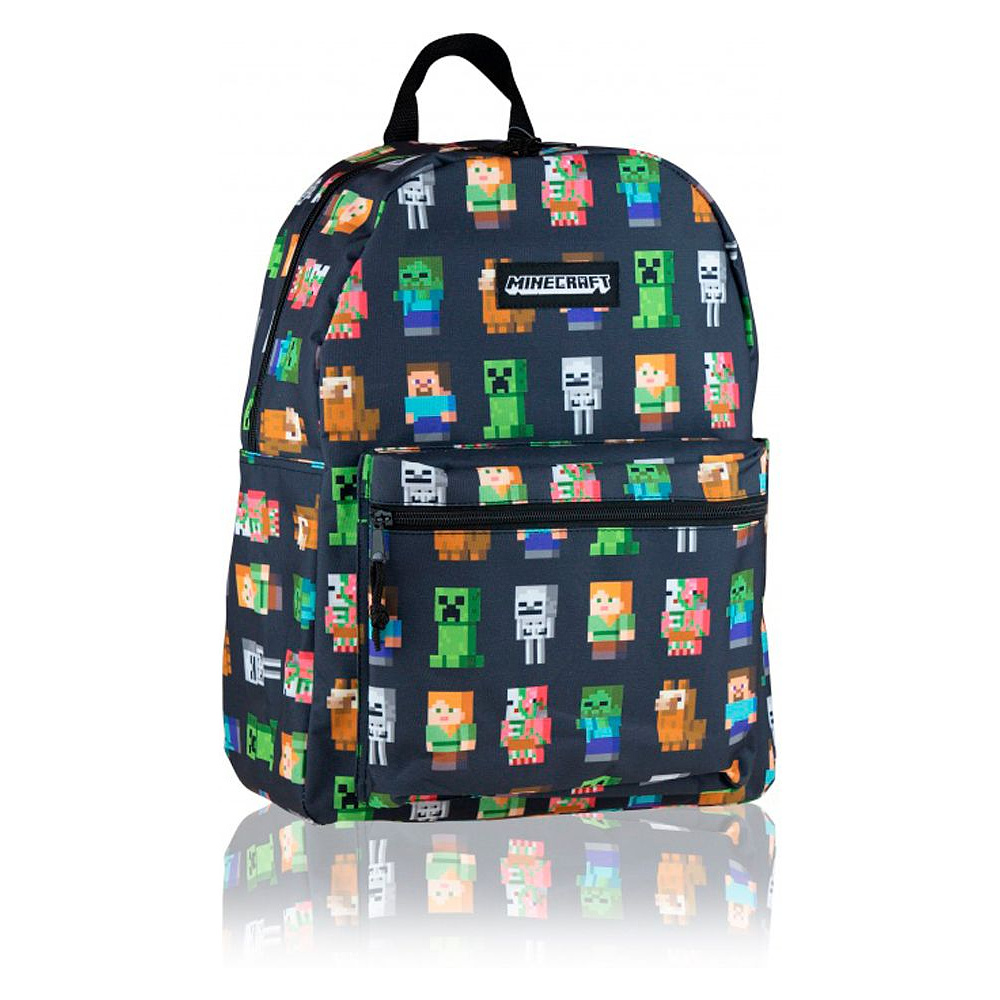 Рюкзак молодежный "Minecraft multi character", черный, зеленый