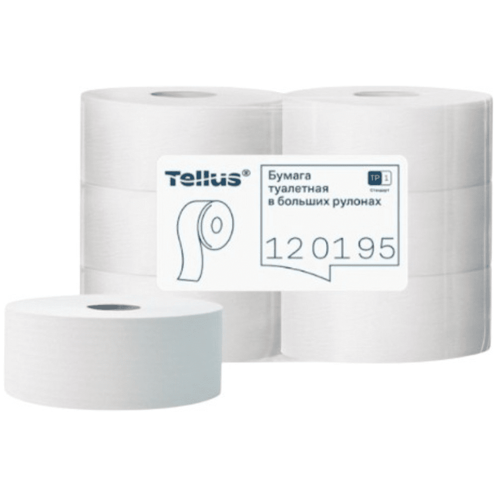 Бумага туалетная Tellus Стандарт ТP1, в больших рулонах, 525 м, 1 слой
