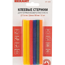 Стержни клеевые REXANT 09-1020, 7.4х100 мм, 12 шт/упак, разноцветный