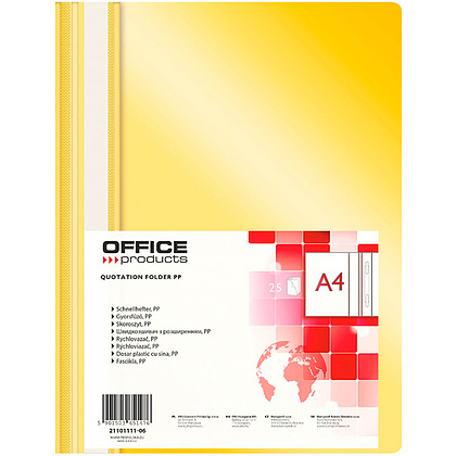 Папка скоросшиватель "Office Products", А4, желтый