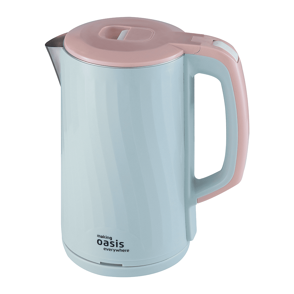 Электрочайник Oasis K-13PM, пластик, мятный, розовый