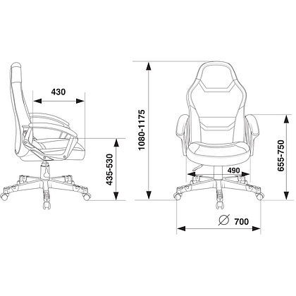Кресло игровое Бюрократ "Zombie 10", ткань, экокожа, пластик, черный, белый - 7
