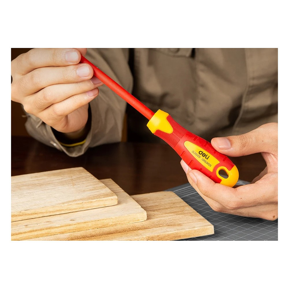 Отвертка диэлектрическая Deli YS EDL5151251, SL5,5х125 мм, желтый, красный - 2