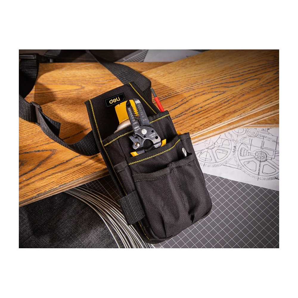 Сумка для инструментов поясная Deli YS EDL430003, 250х120х40 мм, ткань Oxford, черный - 4