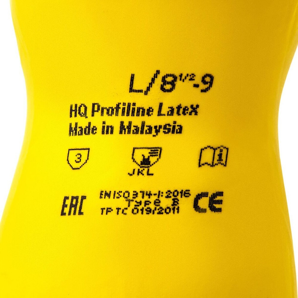 Перчатки латексные с х/б покрытием HQ Profiline р-р L желтый - 7