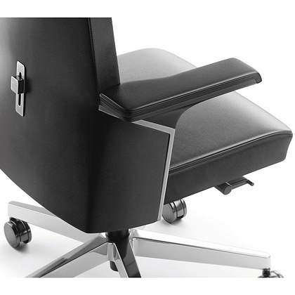 Кресло для руководителя "SOKOA K01", кожа, алюминий, черный - 4