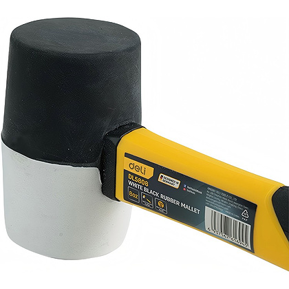 Киянка Deli YS EDL5808, резиновая, фибергласовая рукоятка, черная, белая