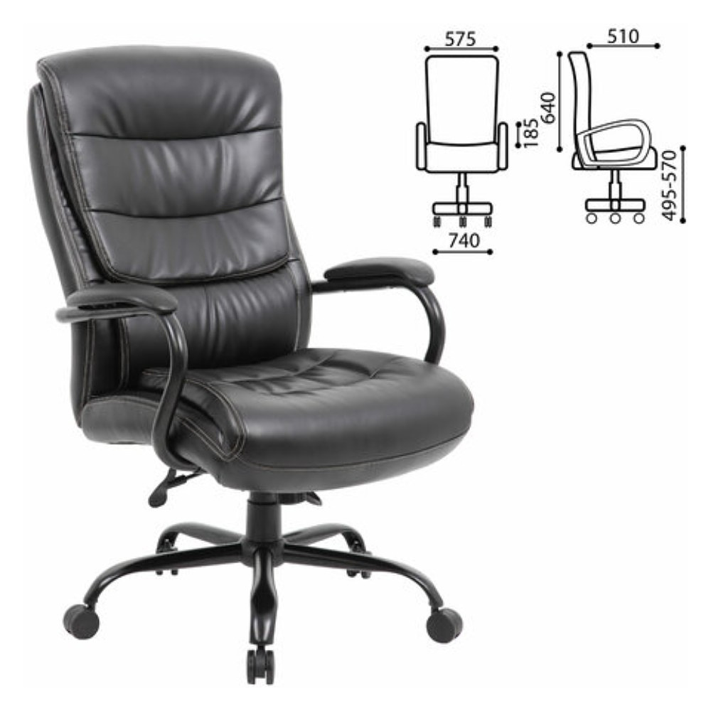 Кресло для руководителя BRABIX "Premium Heavy Duty HD-004", экокожа, металл, черный - 2