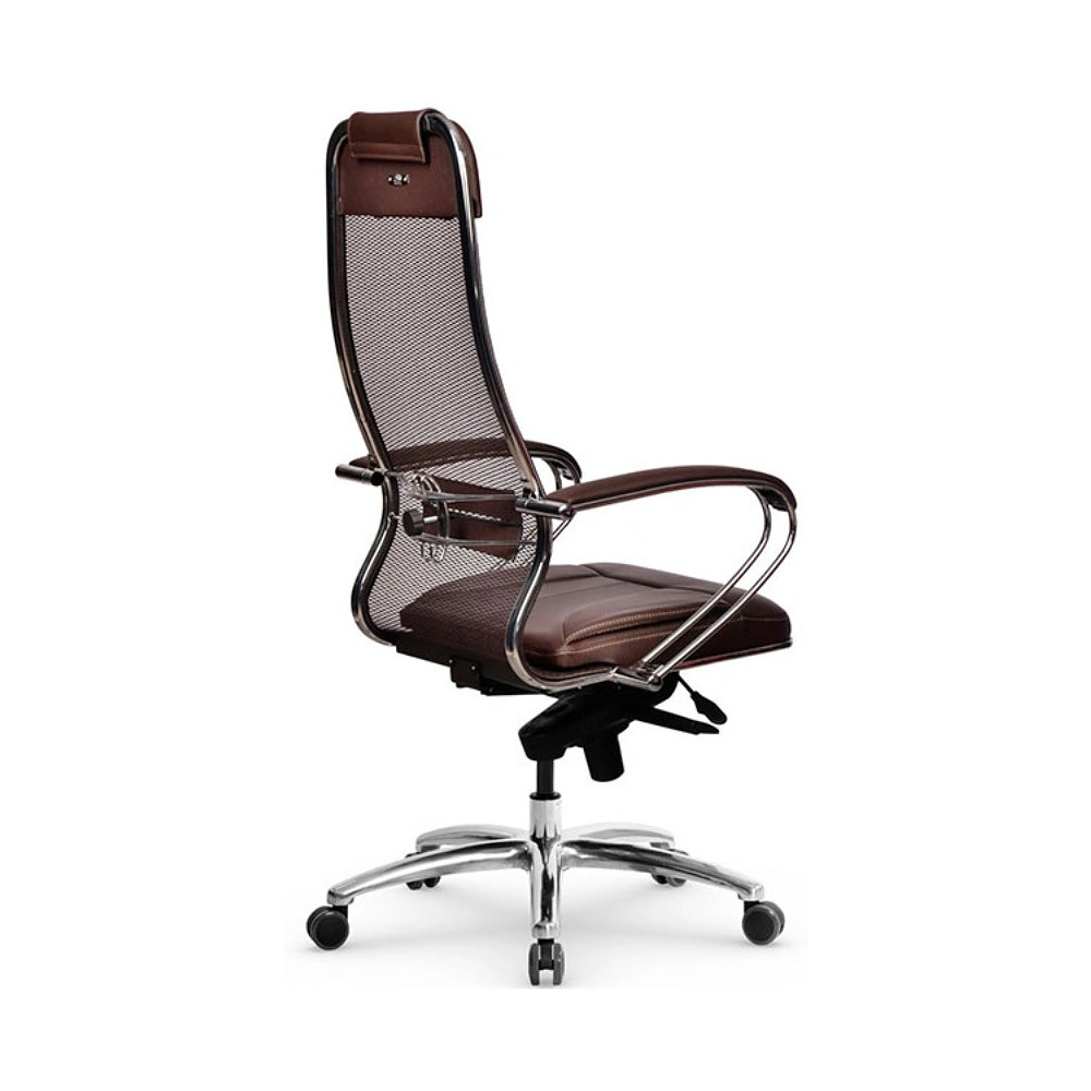 Кресло для руководителя METTA "Samurai SL-1.04", экокожа, сетка, металл, коричневый - 2