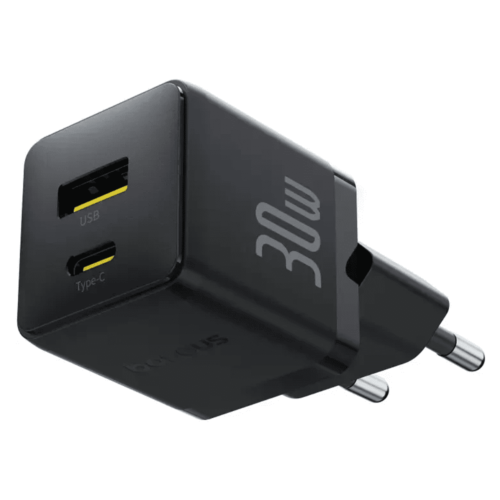 Сетевое зарядное устройство Baseus "Palm", Fast Charger, C+U, 30W, EU, Cluster Black - 4