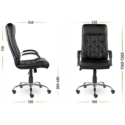 Кресло для руководителя Верона К-10 В хром "Z-11", кожзам, металл, черный - 6