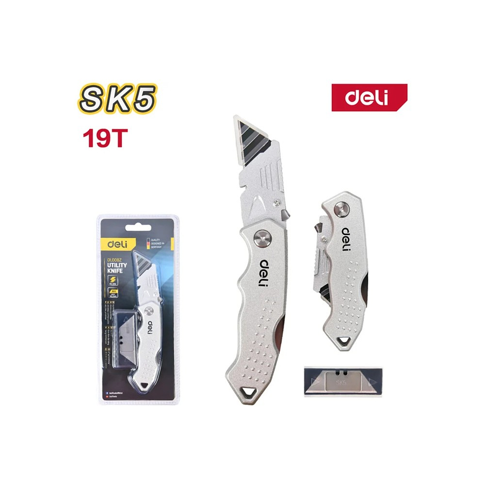 Нож строительный Deli YS EDL008Z, 19 мм, складной, трапеция - 2