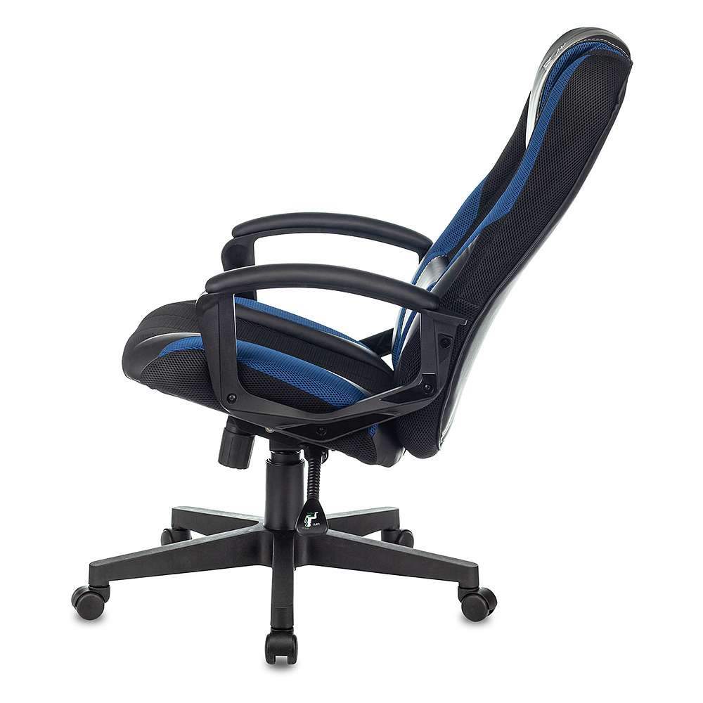 Кресло игровое "Бюрократ Zombie 9", текстиль, экокожа, пластик, черный, синий - 5