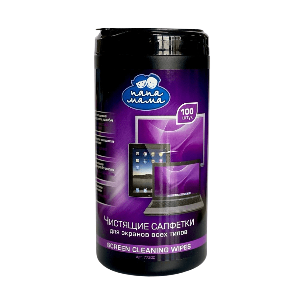 Чистящие салфетки для экранов "Zala" в тубе, 100 шт