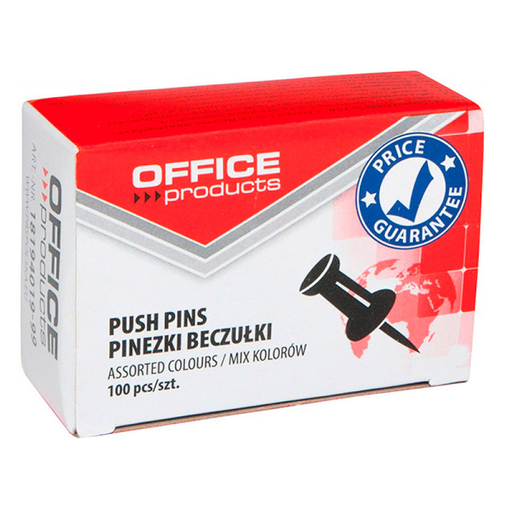 Иглы-кнопки Office products "Пешки", 100 шт, ассорти